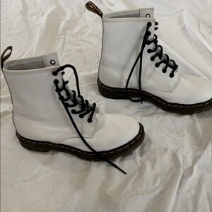 Dr. Martens White Leather Boots